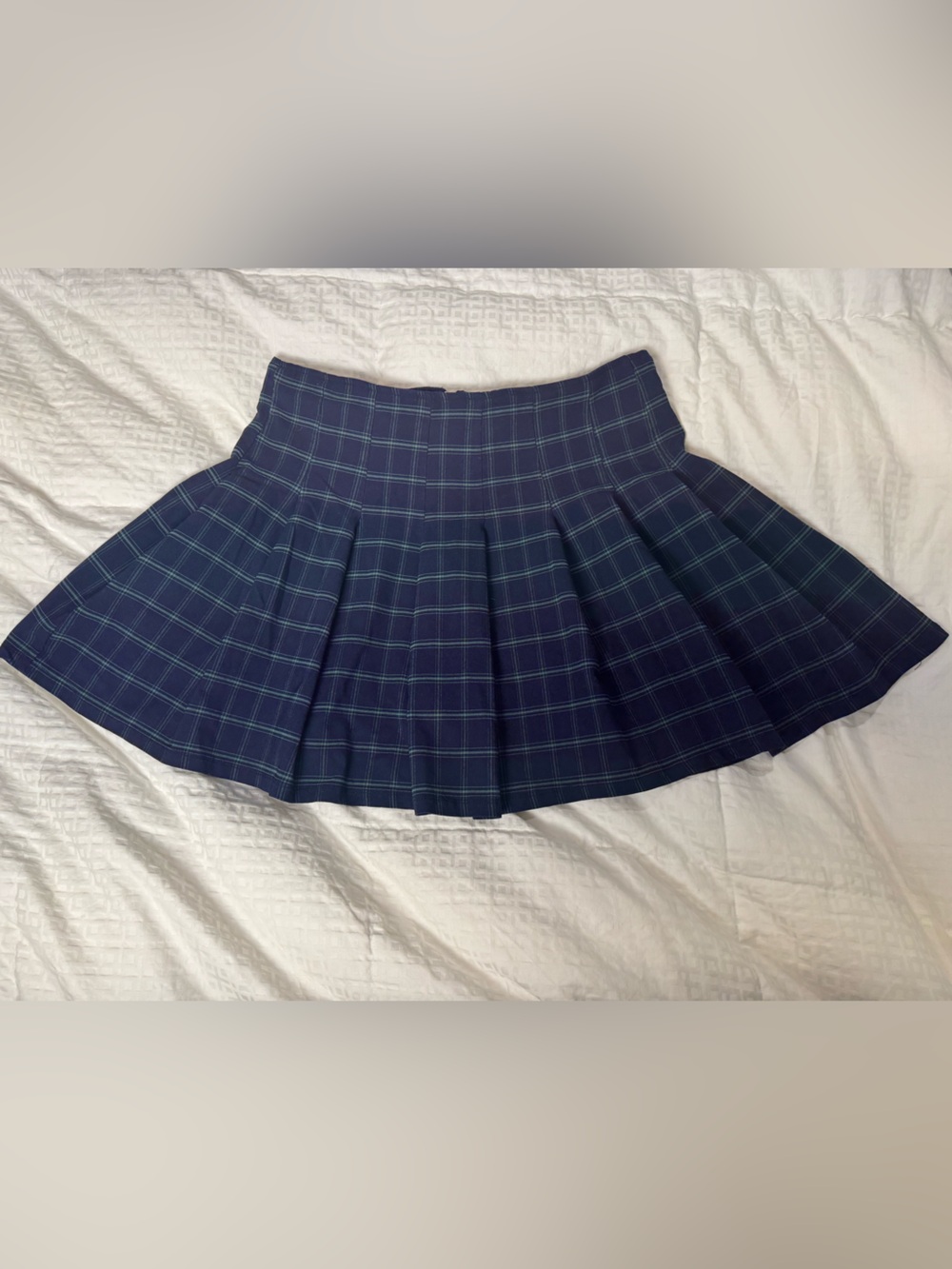 ARULA Navy Plaid Pleated Skater Skirt skort academic preppy Y2K